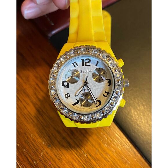 Women's Sophie Watch by Collezio, Yellow Poly with Crystal Bezel - Picture 1 of 3